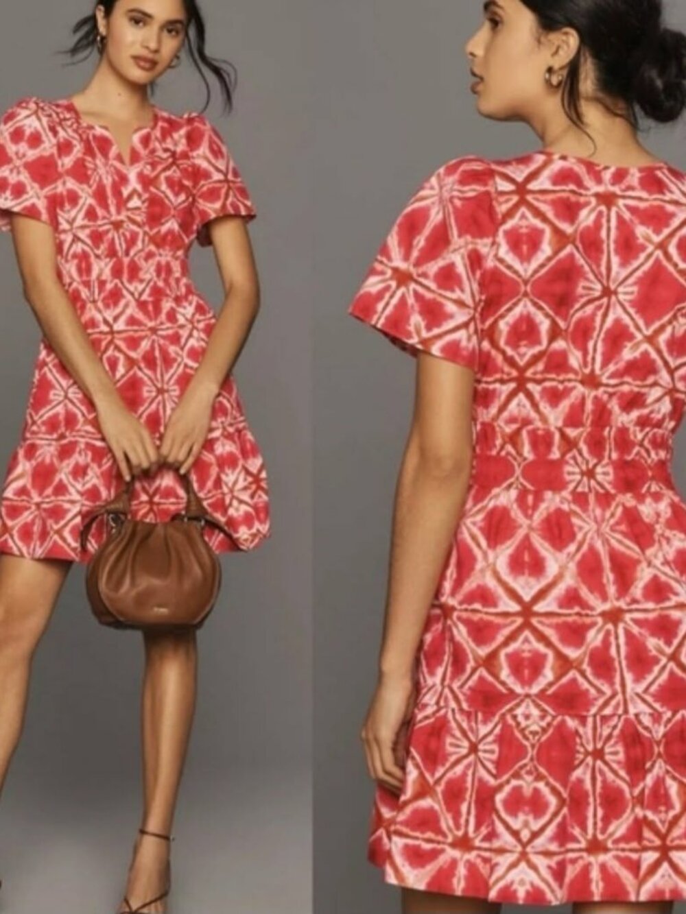 ANTHROPOLOGIE CORAL SOMERSET DRESS SMALL